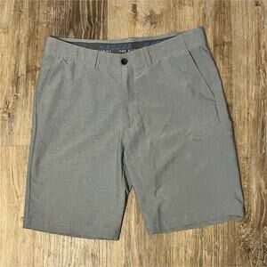 Haggar Utility Shorts Gray Polyester Elastane Button Pockets Lightweight Men